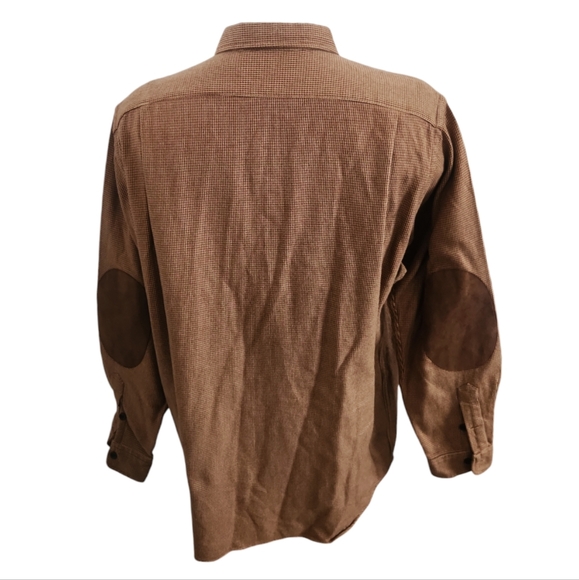 Polo Ralph Lauren Bowen Flannel Button Shirt Suede Elbow Patches Size Large VTG - Picture 5 of 9